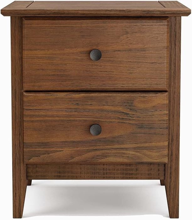 Grain Wood Furniture Greenport 2-Drawer Bedroom Nightstand, Solid Wood with Brushed Walnut Finish | Amazon (US)