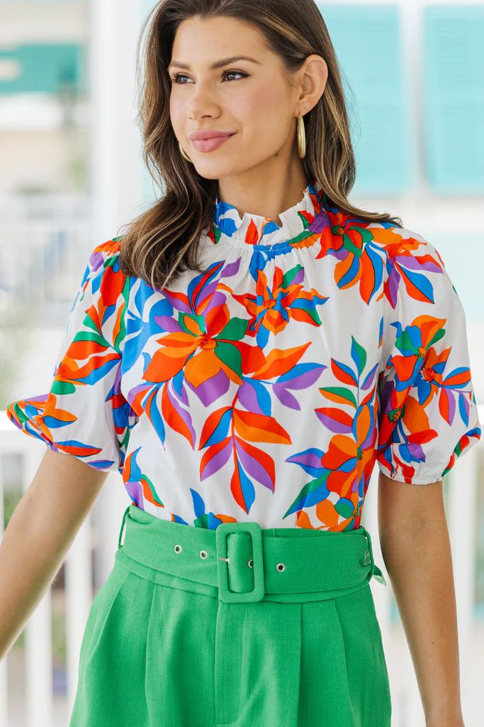 Remember The Day Ivory White Floral Blouse | The Mint Julep Boutique