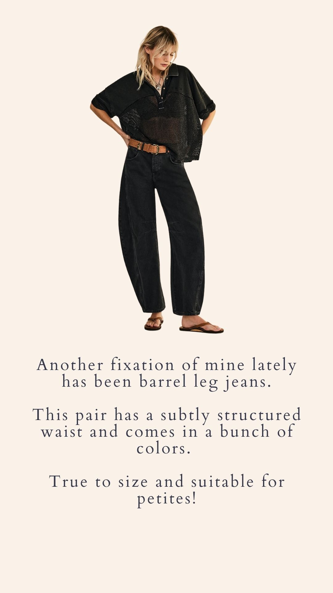 Petite Friendly Barrel Leg Jeans - Another fixation of mine lately has been barrel leg jeans. I used to be die hard skinny jeans, basically until I realized how comfy and petite-friendly this style could be. This pair has a subtly structured waist and comes in a bunch of colors. True to size and suitable for petites! I have the “sound wave” color pictured here. 

 #LTKootd #LTKMidsize #LTKPetite