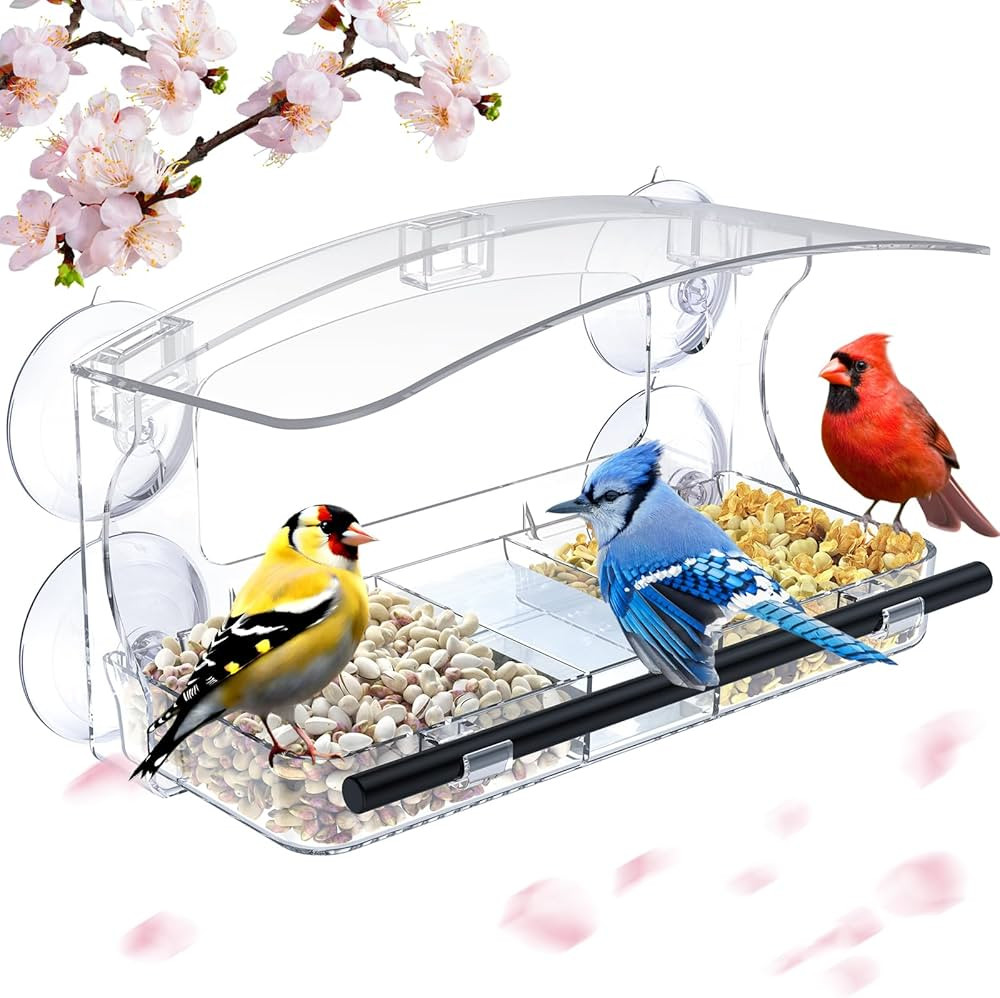 MrCrafts Window Bird Feeder with Strong Suction Cups, Clear Window Bird feeders for Viewing, Bird... | Amazon (US)