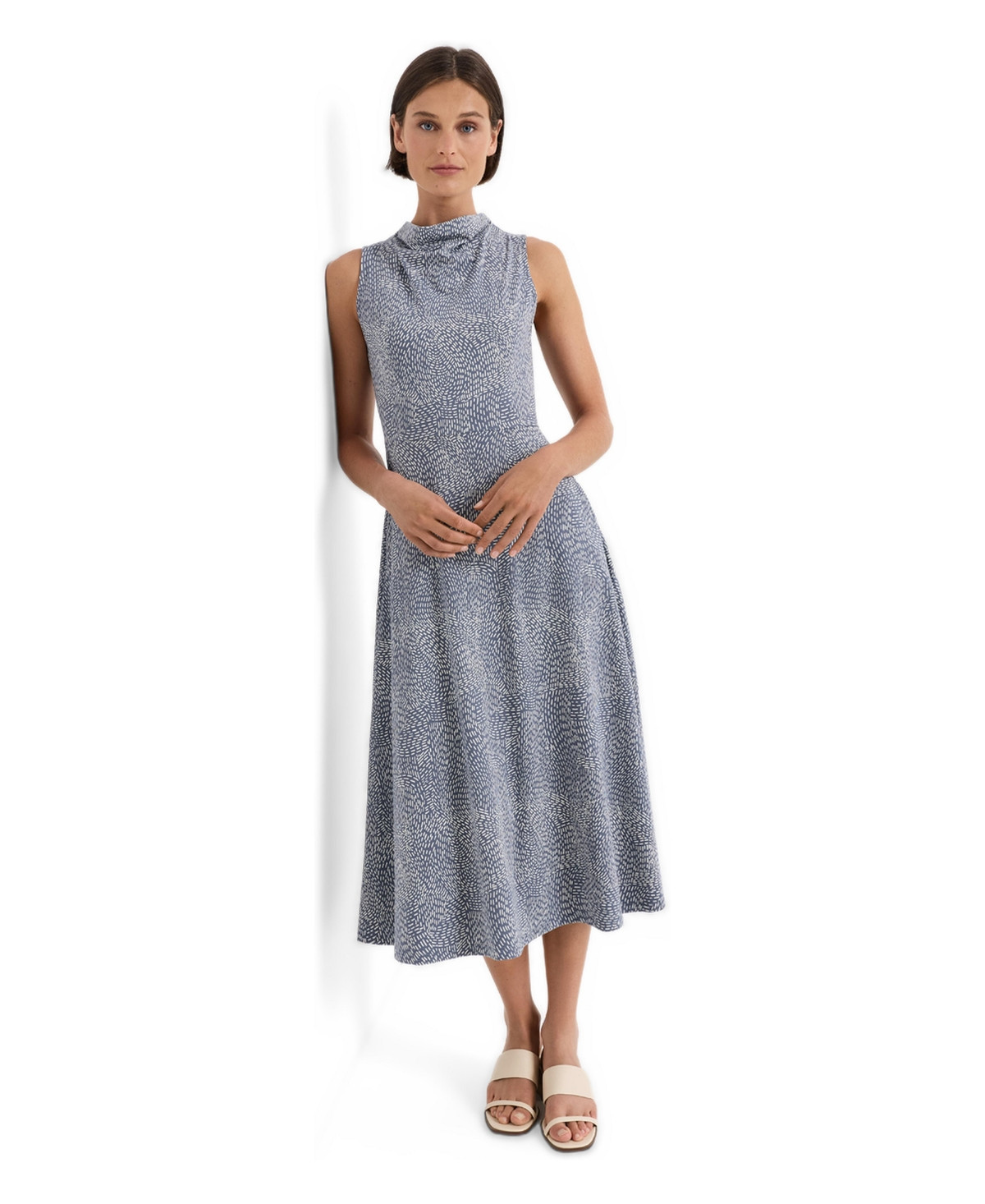 Pact Women's Fit and Flare Cowl Neck Dress Made with Organic Cotton - Light steel blue ripple stitch | Macy's