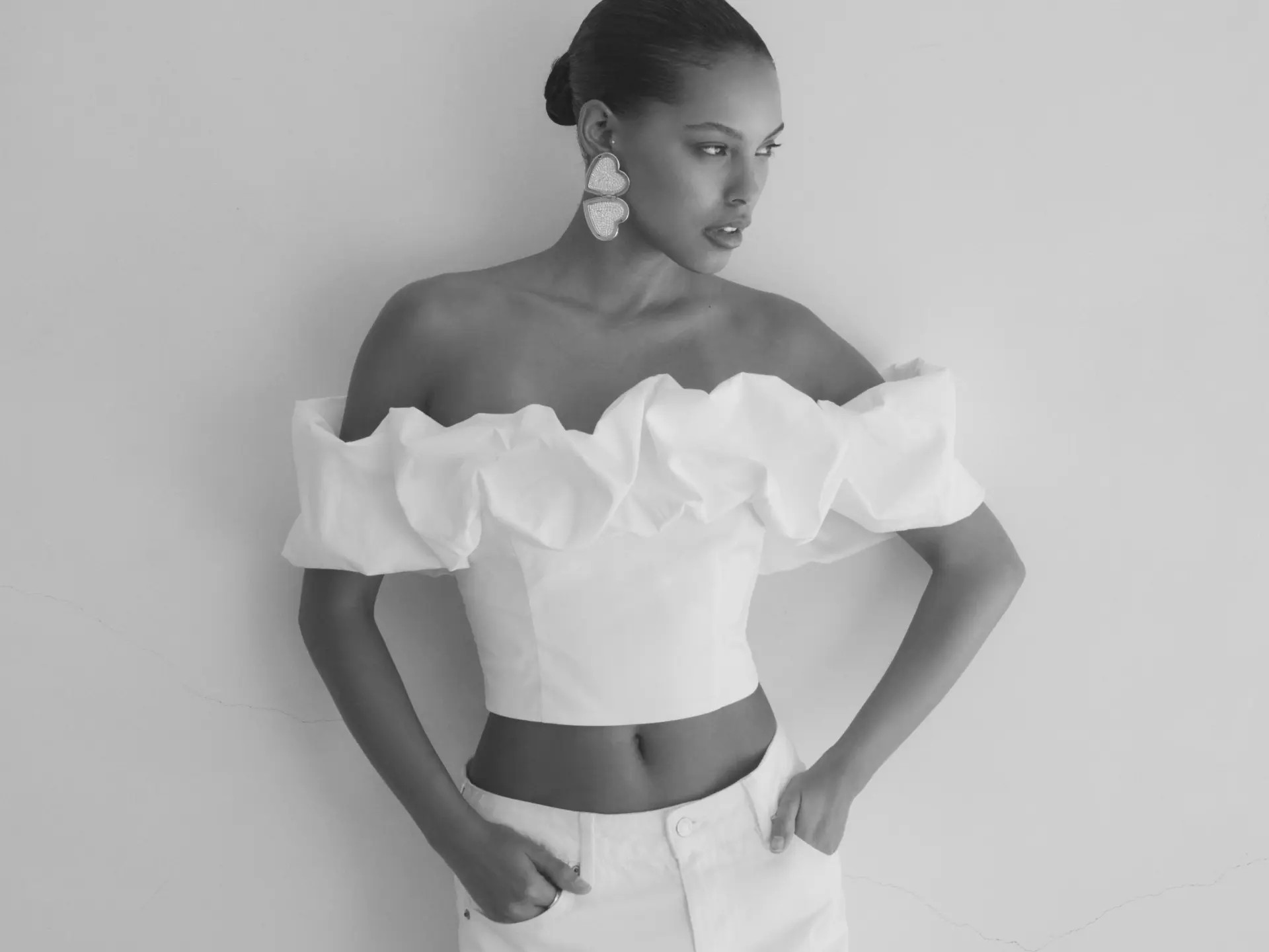 Ruffle Off Shoulder Crop Top $49.95 | Dynamite Clothing