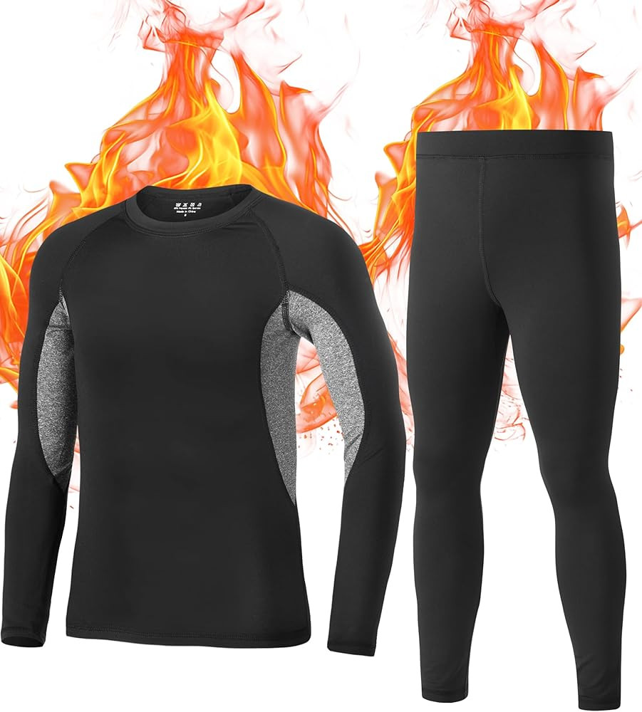 EoBeKee Boys Thermal Underwear Set - Ultra Soft Fleece Lined Long Johns Tops & Bottoms Cold Weath... | Amazon (US)