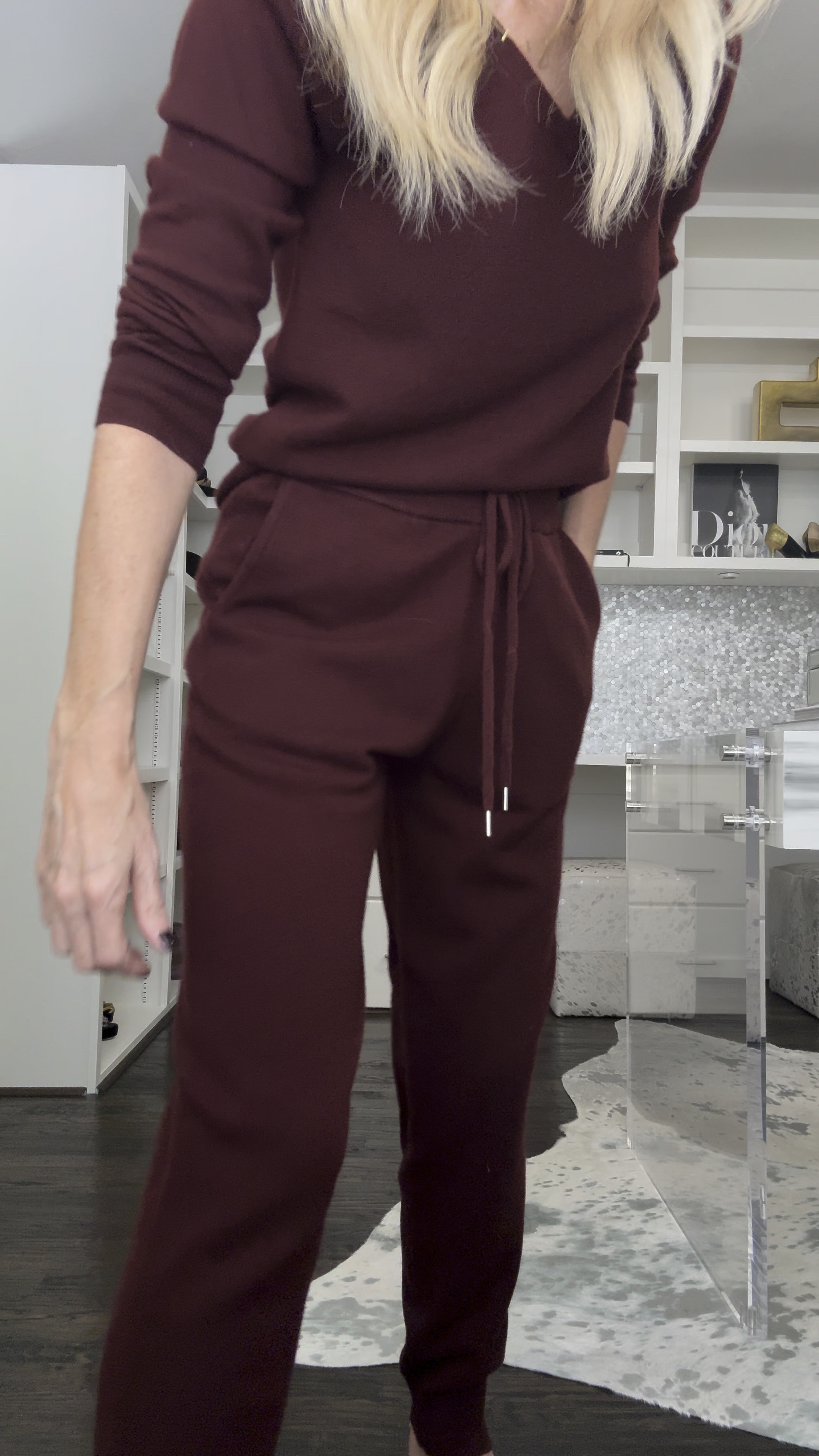 Cozy in cashmere >> love this matching set! This sweater and matching joggers are crazy soft and this gorgeous burgundy shade is to die for!! Both pieces run tts, I’m wearing an XS in the top and jogger. 

#LTKOver40 #LTKFindsUnder100 #LTKStyleTip