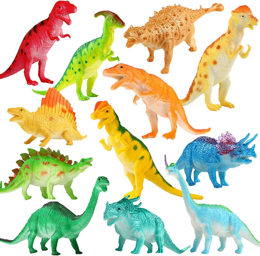 Dinosaur Figure, 7 Inch Jumbo Dinosaur Toy Playset(12 Pack), Safe Material Assorted Realistic Din... | Amazon (US)
