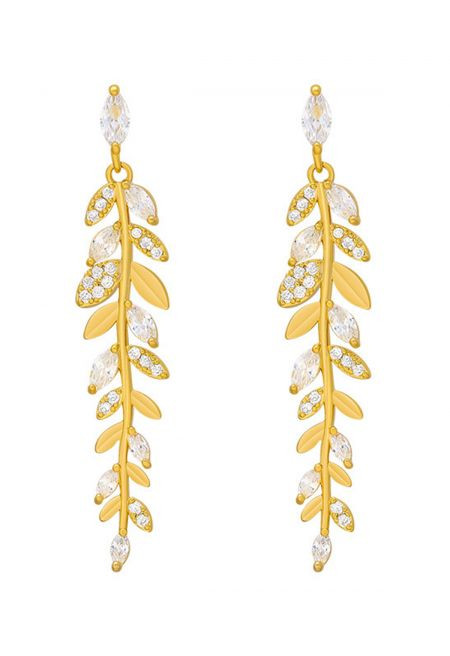 Golden Wheat Rhinestone Drop Earrings | Chicwish