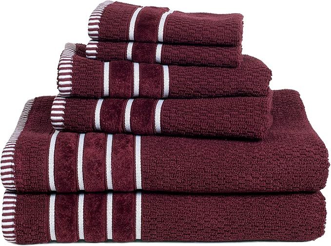 6-Piece Bathroom Towel Set - 100% Combed Cotton with Rice Weave Bath Set - 2 Bath Sheets, 2 Hand ... | Amazon (US)