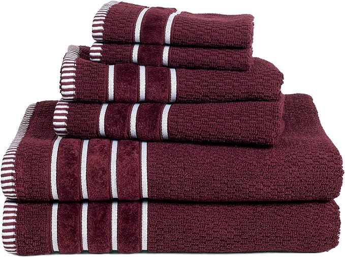 6-Piece Bathroom Towel Set - 100% Combed Cotton with Rice Weave Bath Set - 2 Bath Sheets, 2 Hand ... | Amazon (US)