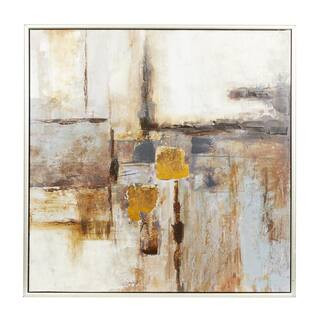 Litton Lane Brown Canvas Contemporary Abstract Framed Wall Art 40 in. x 40 in. 43963 - The Home D... | The Home Depot