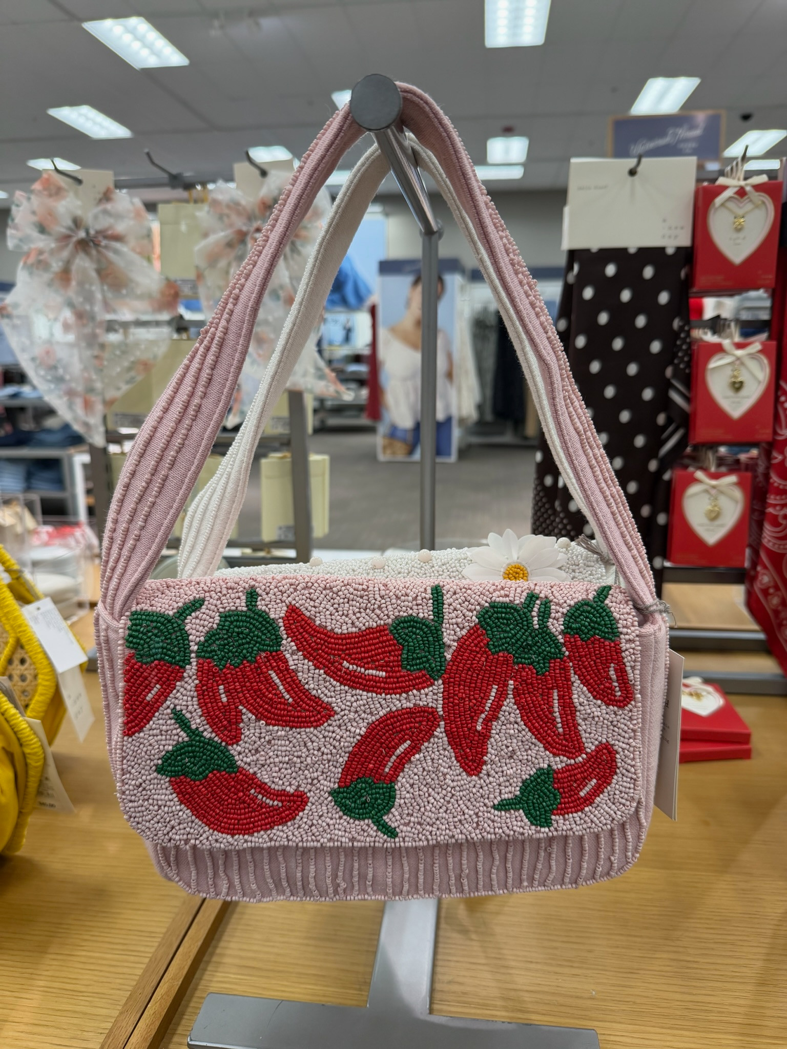 I’ve been super into beaded bags lately and this chili pepper embellished shoulder bag from A New Day is everything! It is such a fun, unique piece that adds so much personality to a simple outfit. If peppers aren't your vibe, there are actually three other prints available too! It is the perfect size for your essentials and such a statement accessory for spring and summer. 

accolade crew neck pullover, chocolate brown outfit, date night outfits, dark wash denim, silver hardware, analog hobbies, valentines outfit women, knits and shawls, valentines day outfit women, vacation outfits beach, a new day, beaded bag, chili pepper, statement accessory, target finds, aesthetic style, summer bag, spring fashion, embellished bag, quirky fashion 

 #LTKNYFW #LTKValentine #LTKootd