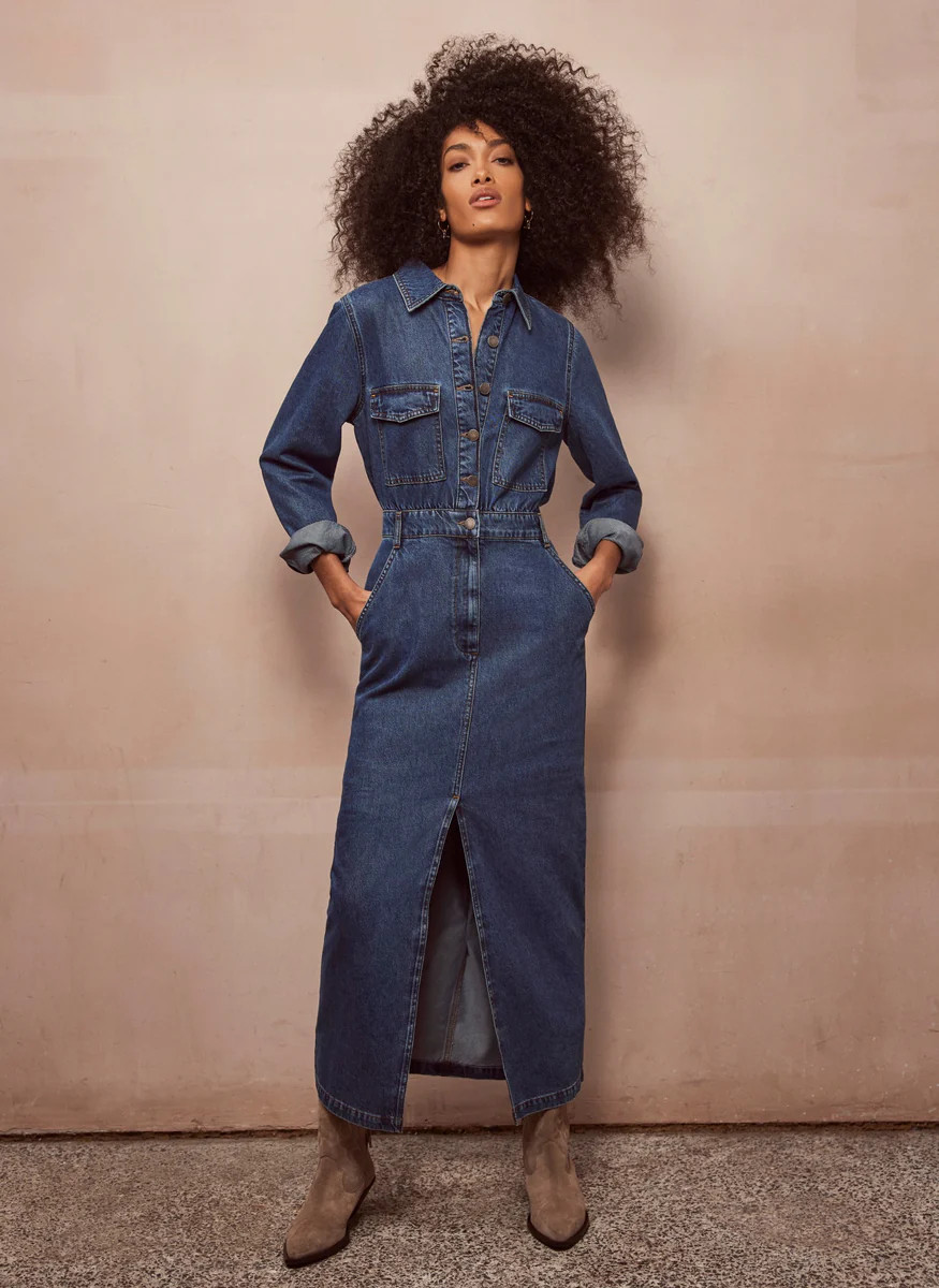 Indigo Denim Midi Shirt Dress | Mint Velvet