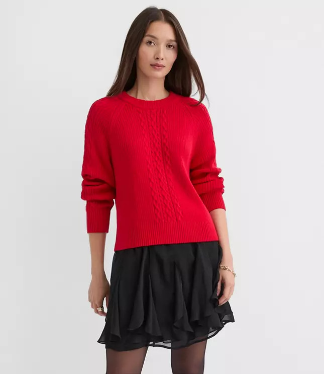 Ribbed Cable Sweater | LOFT