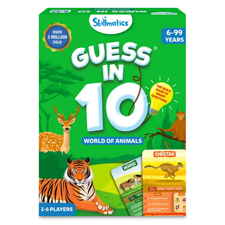 Skillmatics Family Card Games, Guess in 10 World of Animals Card Game, Gifts for Kids and Adults | Walmart (US)