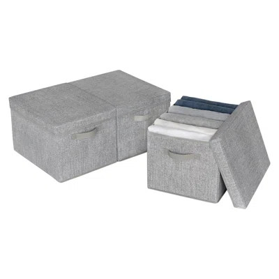 Storage Fabric Basket Set Rebrilliant Color: Gray, Size: 10.2" H x 12" W x 15'9" D | Wayfair North America