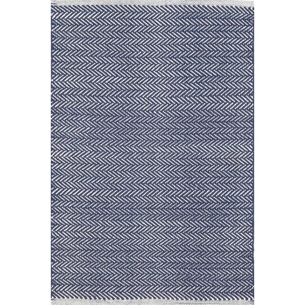Herringbone Handmade Flatweave Cotton Indigo Rug | Wayfair North America