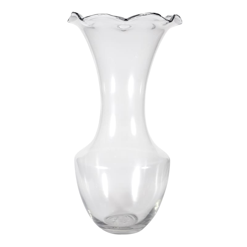 Clear Glass Pie Crust Vase, 21.5" | At Home