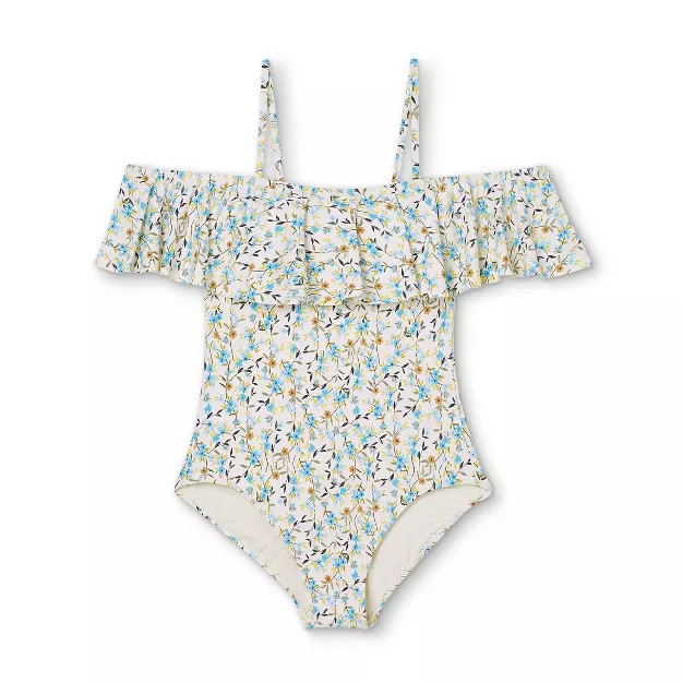 Women's Cold Shoulder Ruffle Maillot One Piece Swimsuit - Sea Angel Multi | Target