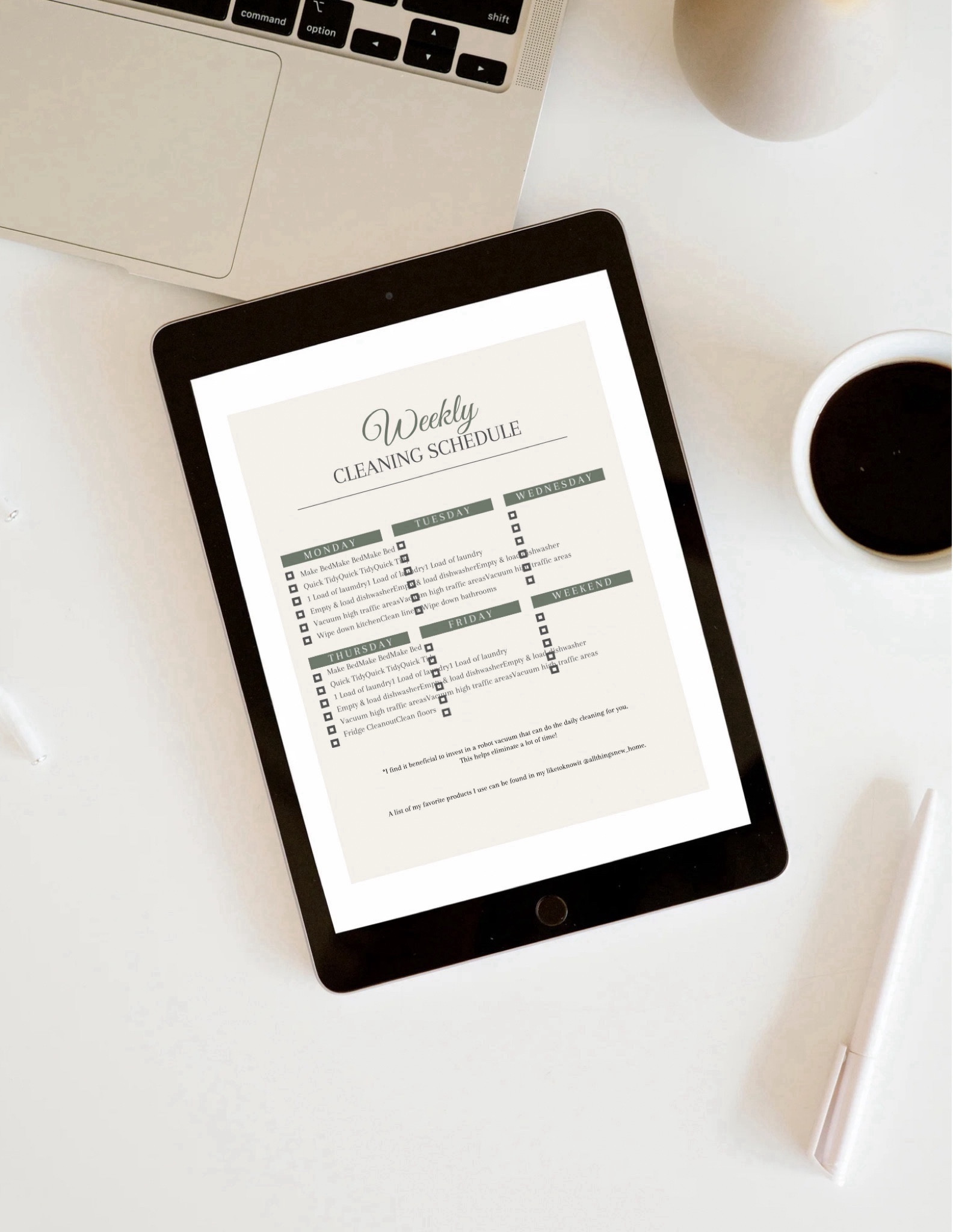 My weekly cleaning & declutterring guide + schedule. Only $1.99‼️

#LTKhome