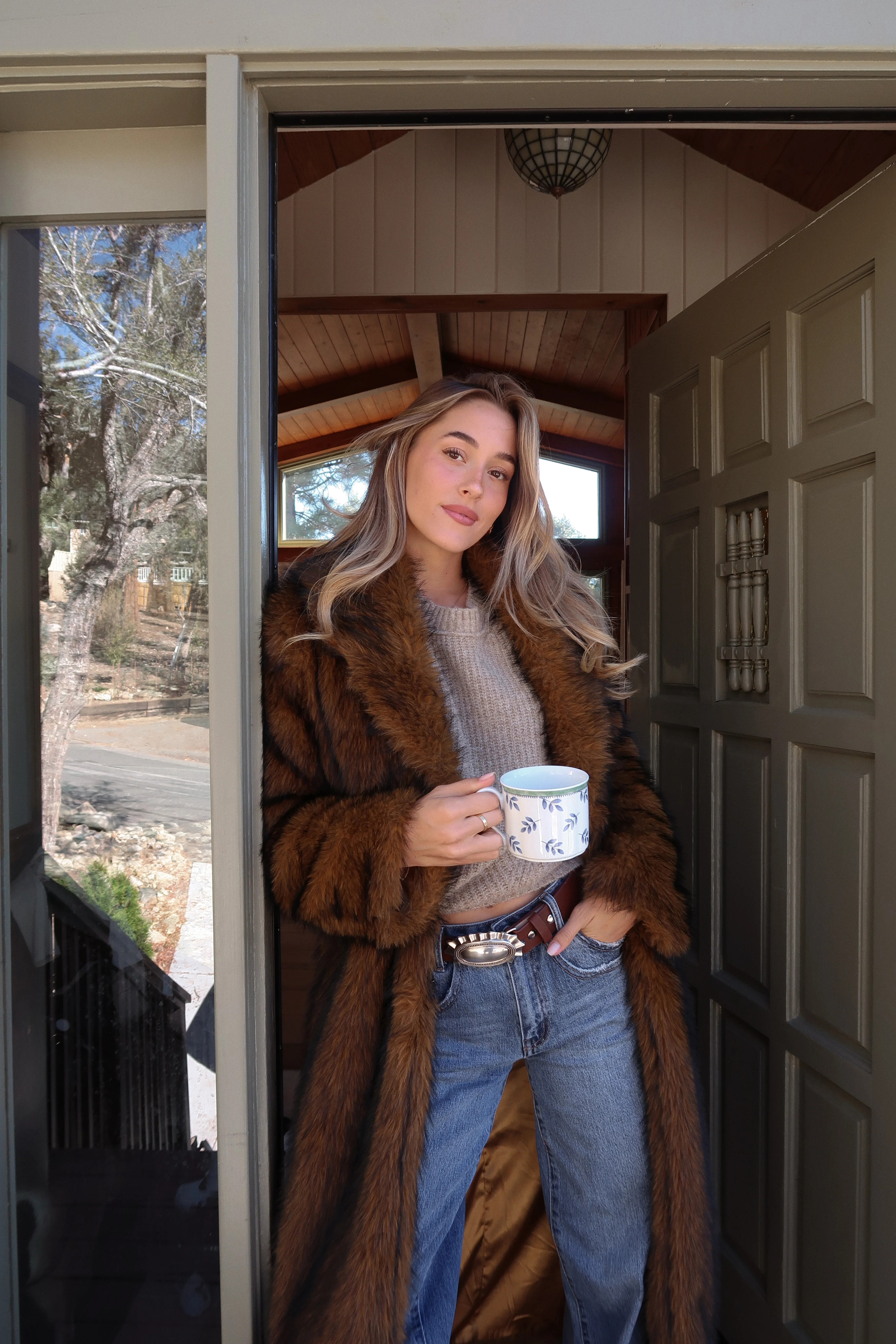 Manhattan Brown Faux Fur Coat | 12th Tribe