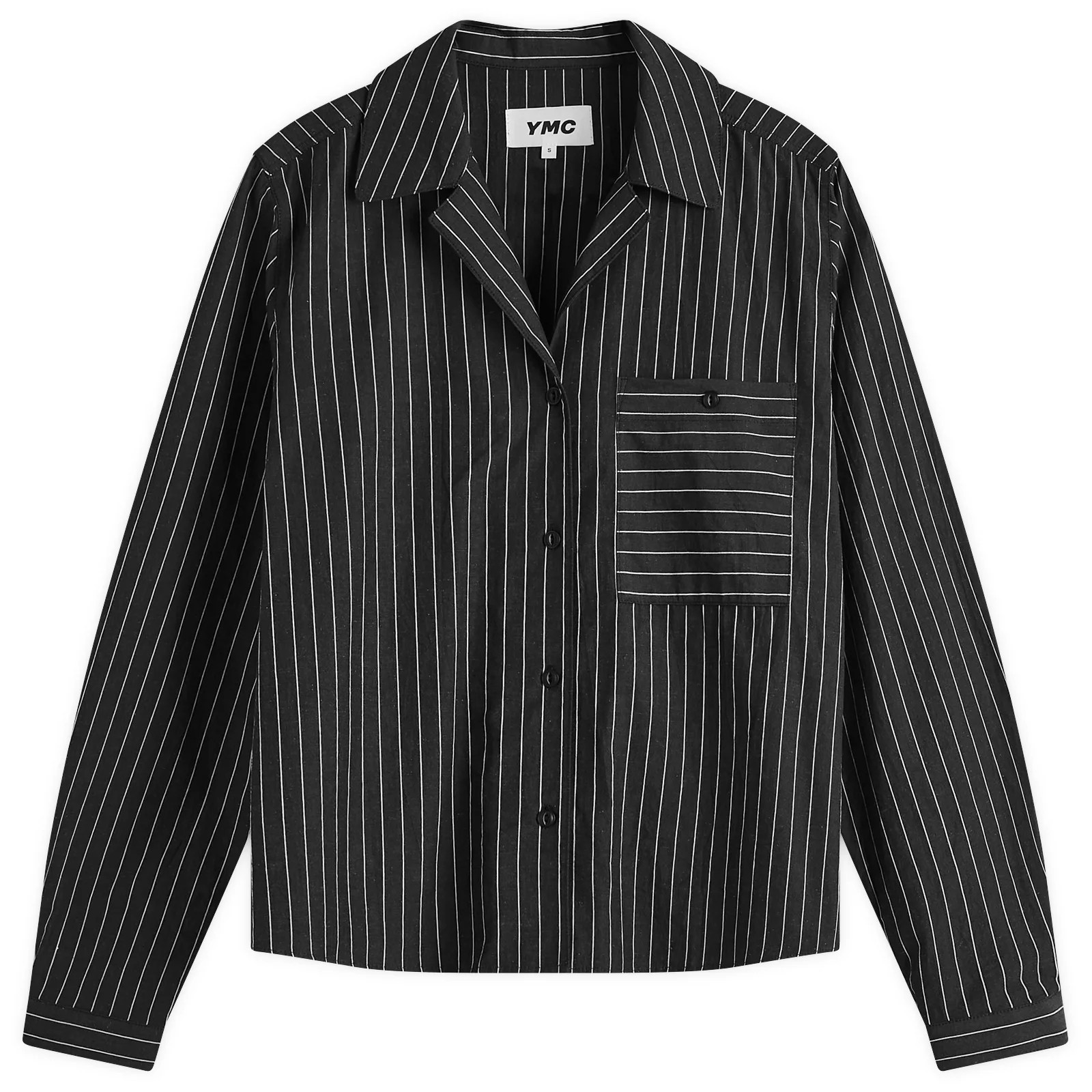 YMC Women's Annie Striped Shirt in Black-White, Size Large | END. Clothing | END. Clothing