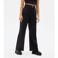 Petite Black High Waist Adalae Wide Leg Jeans New Look | New Look (UK)