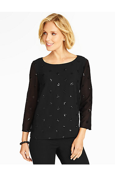 Sequin-Dot Party Blouse | Talbots