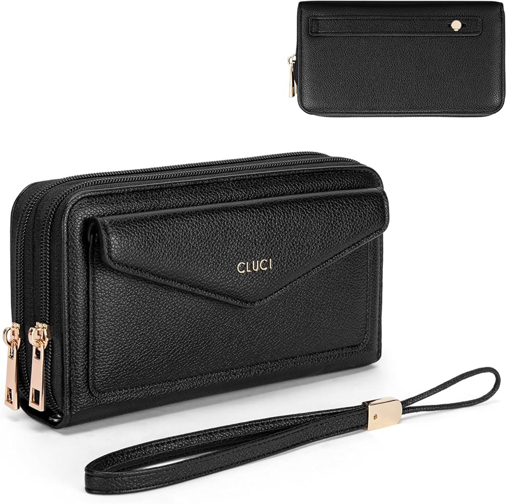 CLUCI Wallet Women Large Capacity Wristlet Purse for Women Long Ladies Wallet RFID Blocking Multi... | Amazon (US)