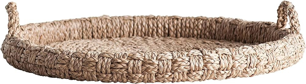 Creative Co-Op Round Braided Bankuan Tray with Handles | Amazon (US)