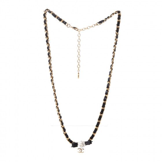 CHANEL

Calfskin Crystal Chain Camellia Belt 85 Black Gold | Fashionphile
