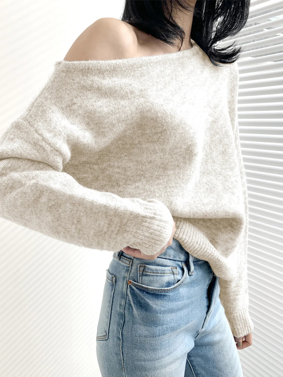 One Shoulder Asymmetric Sweater | Commense