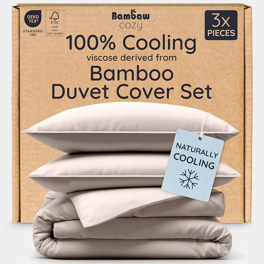 Bambaw 3pcs Set - 100% Viscose Derived from Bamboo Duvet Cover Queen Size Set, Duvet Cover Coolin... | Amazon (US)
