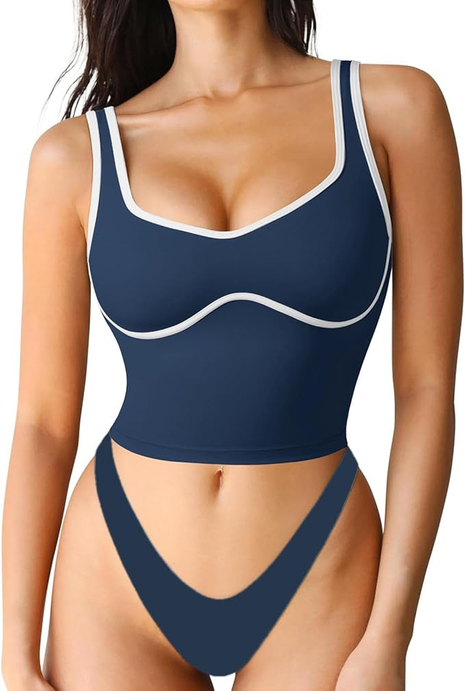 SUUKSESS Women Sweetheart Neckline Longline Sports Bra Padded Basic Workout Crop Tank Top | Amazon (US)