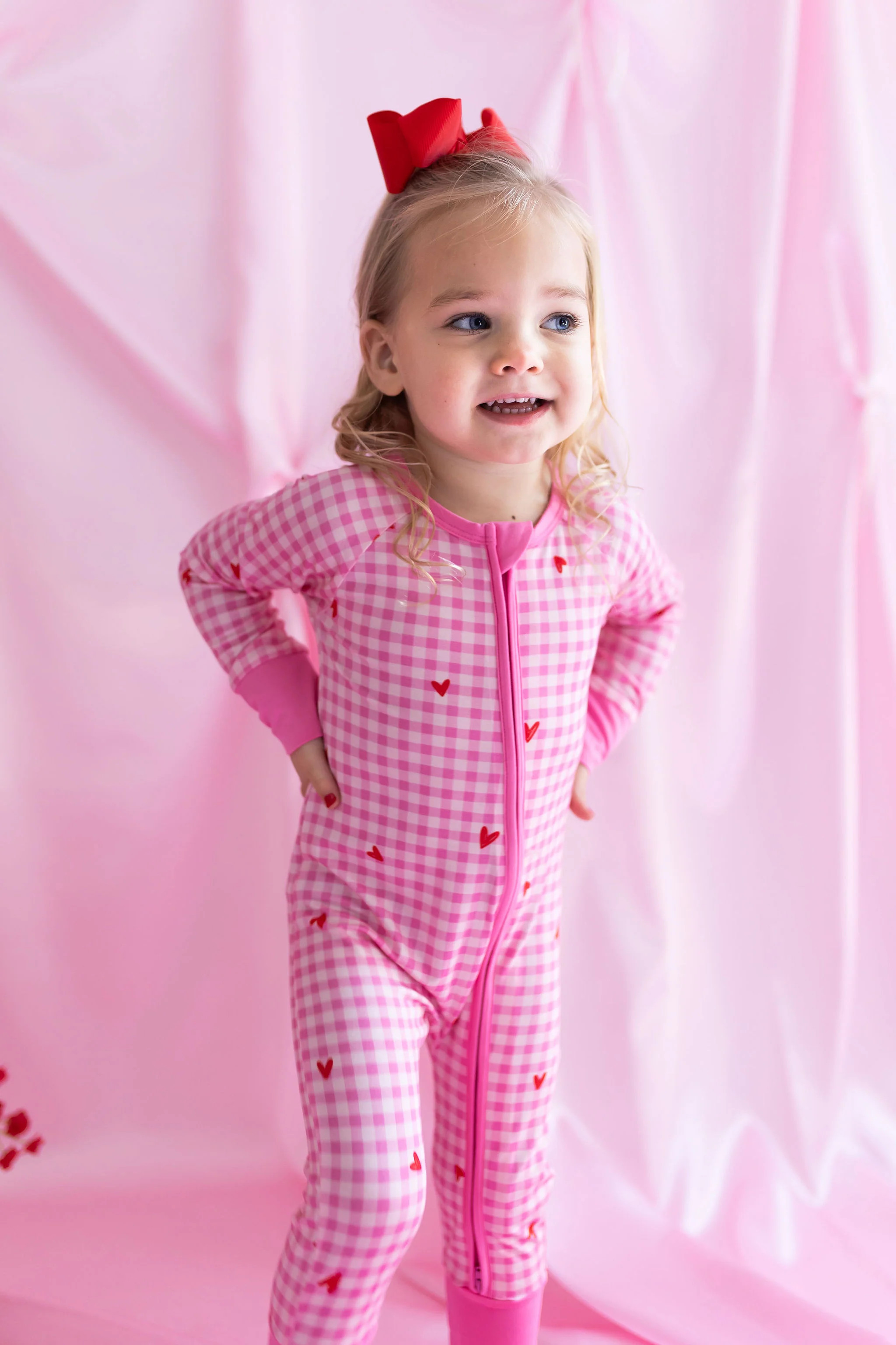 Be Mine Gingham Zipper Romper | In My Jammers