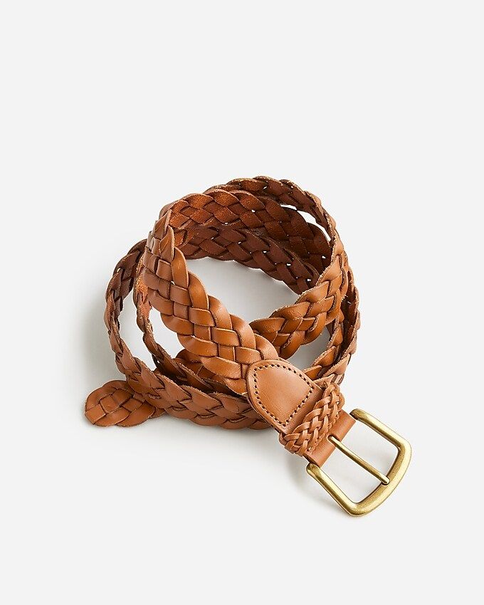 Long braided Italian leather belt | J.Crew US