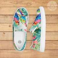 Copacabana Women's Slip-On Canvas Shoes, Tropical Slip-Ons, Floral Sneakers, Comfortable Lightweight Slip-On, Boat Shoes | Etsy (US)