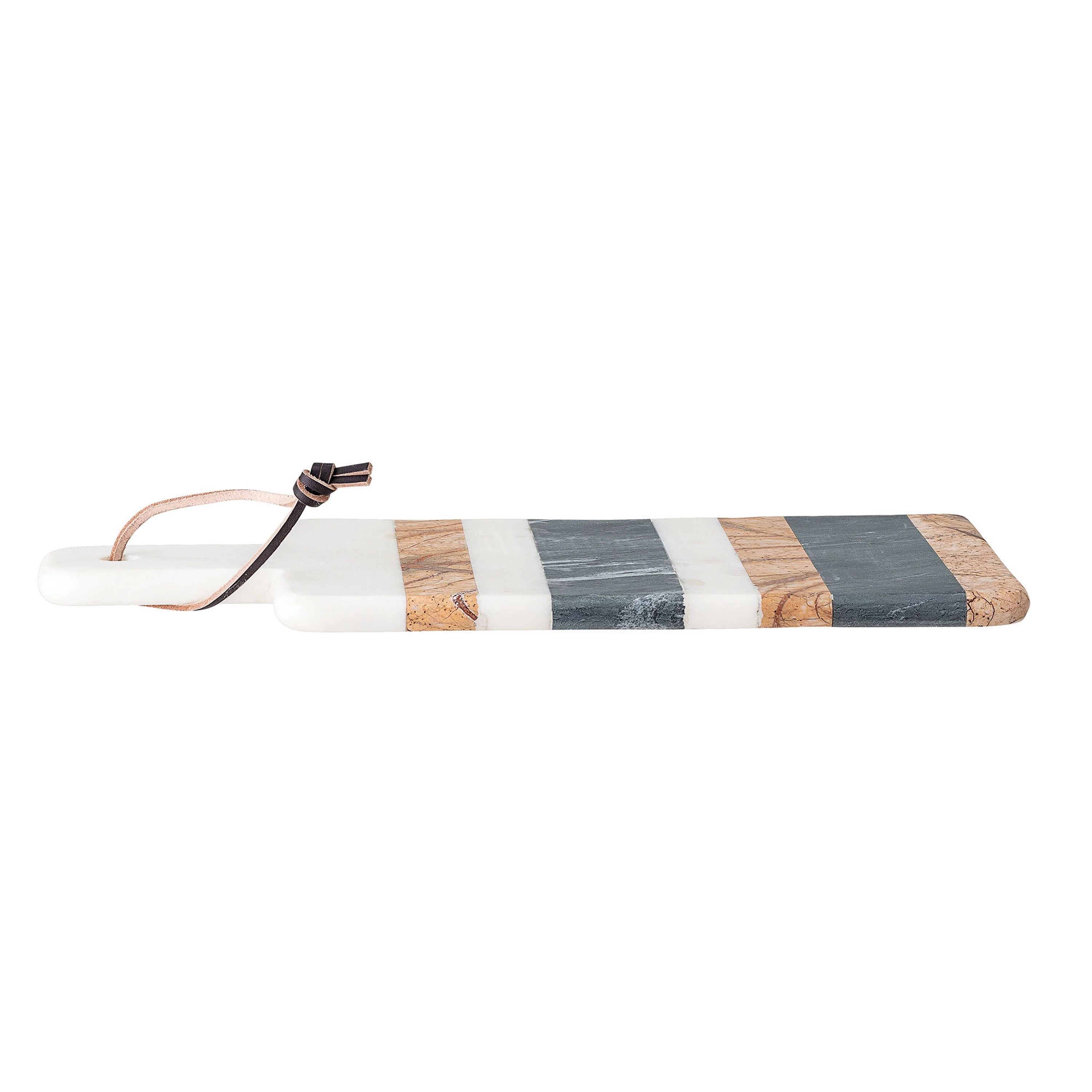 Bloomingville 15" Rectangle Marble Cheese/Cutting Board with Stripes, Handle & Leather Strap | Walmart (US)