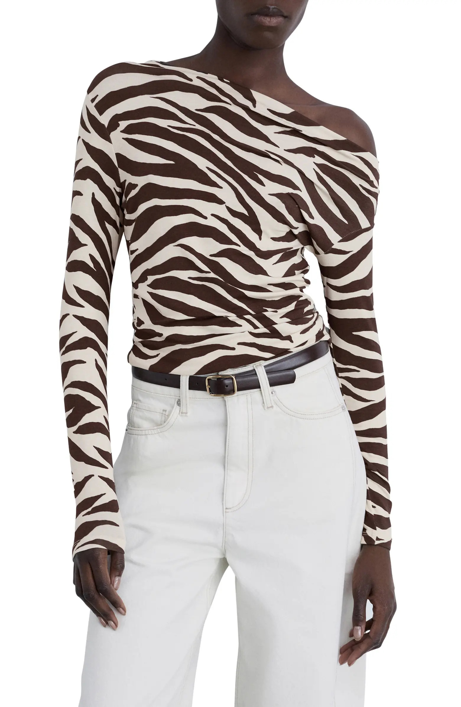 MANGO Zebra Asymmetric Top | Nordstrom | Nordstrom