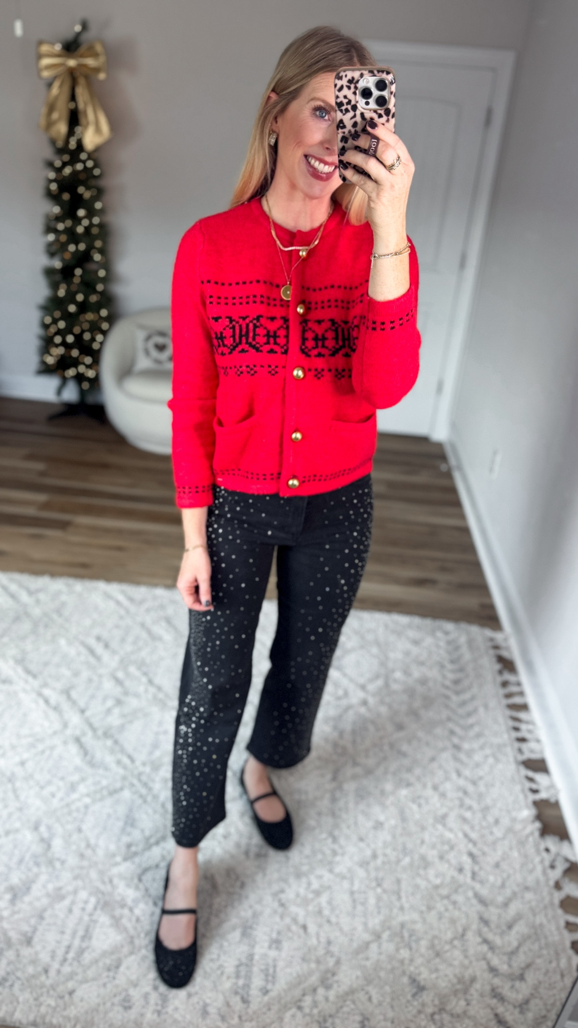Daily try on, Walmart outfit, Walmart fashion, Walmart try on, red fair isle cardigan, rhinestone jeans, black jeans 

#LTKHoliday #LTKFindsUnder50 #LTKStyleTip