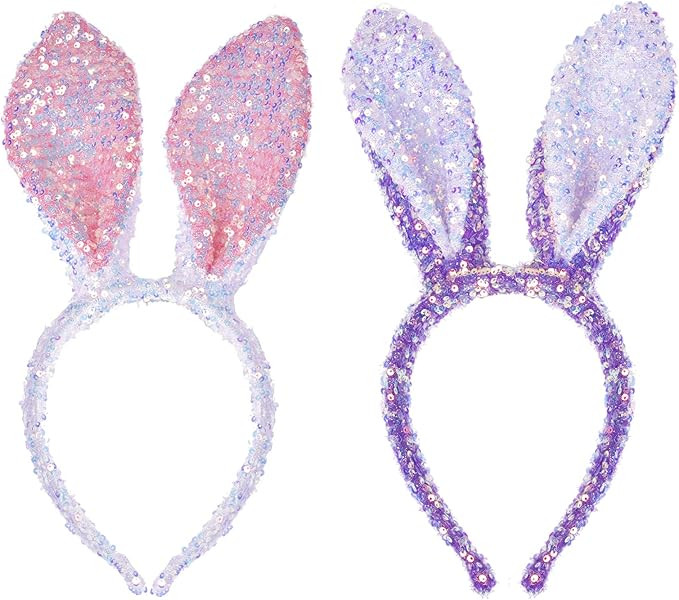 Easter headband,Costume Accessaries, Sewed Sequins Bunny Headhand for Christmas,Easter,Birthday, ... | Amazon (US)