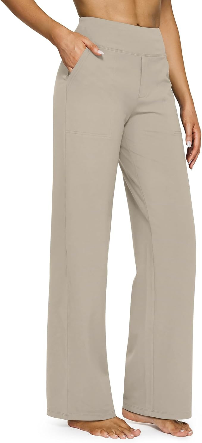 G4Free Yoga Pants Women Wide Leg Pants with Pockets High Waist Stretch Dress Casual Sweatpants Pe... | Amazon (US)