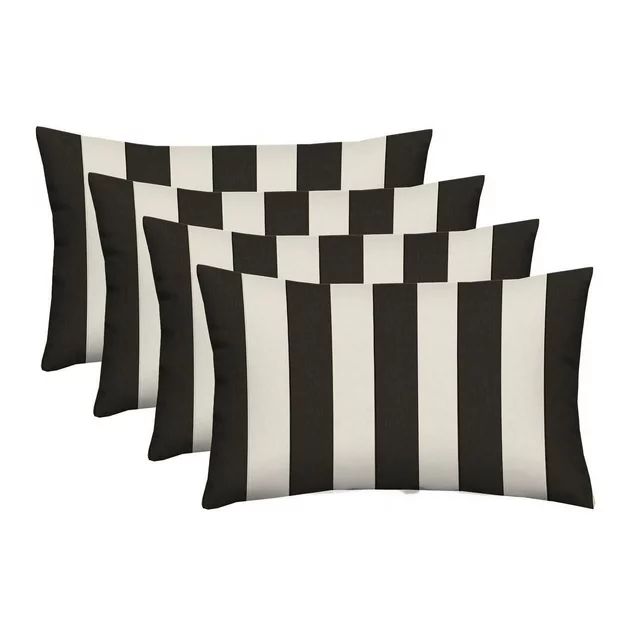 RSH Décor Indoor Outdoor Set of 4 Pillows 20" x 12", Black and White Stripe | Walmart (US)