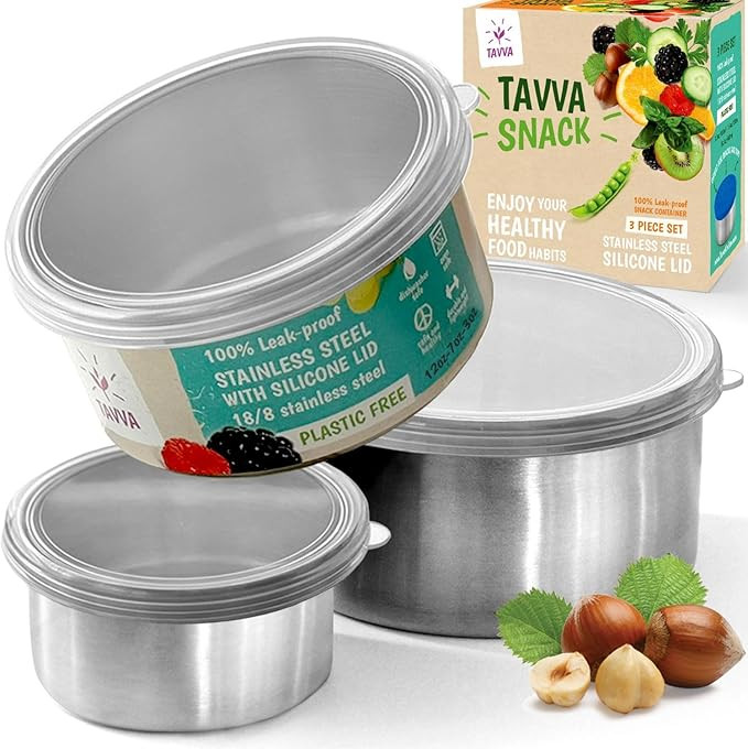 TAVVA Kids Snack Containers for School [12oz/ 7oz/ 3oz] - Stainless Steel Lunch Containers for Ki... | Amazon (US)