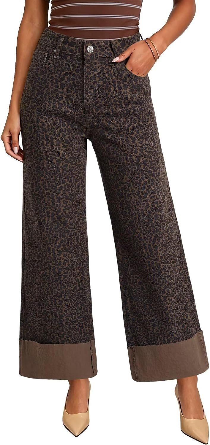Women's Jeans Wide Leg High Waisted Stretchy Straight Denim Pants | Amazon (US)