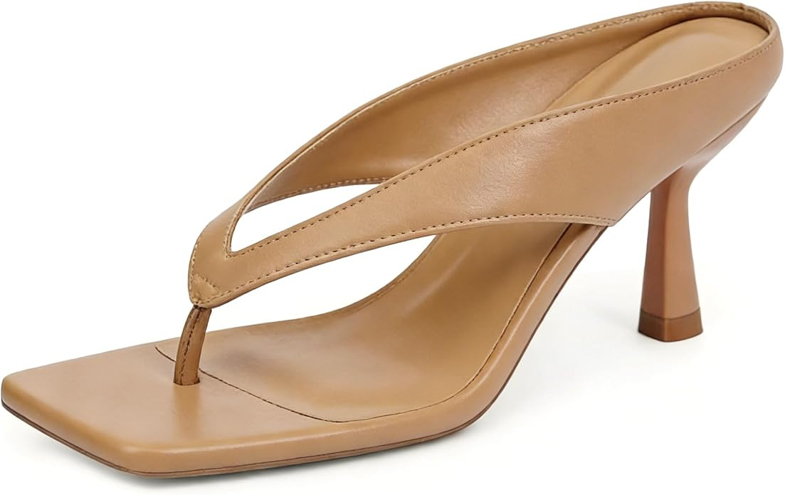 Wnshonzy Women's Kitten Heel Sandals Thong Flip Flop Open Toe Sandal Stiletto Summer Slip On Squa... | Amazon (US)