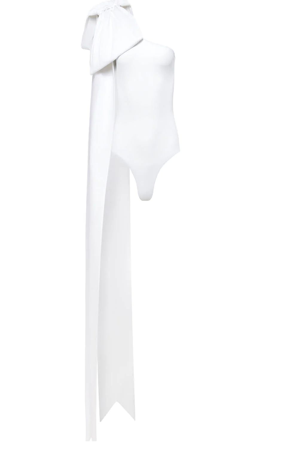 Milly Swimsuit in White with White Bow | MAISON-DE-MODE.COM