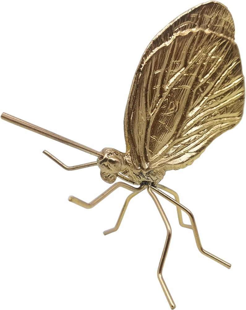 Gold Butterfly Sculpture Solid Metal Insect Ornament Mini Butterfly Figurine for Home Office Gard... | Amazon (US)
