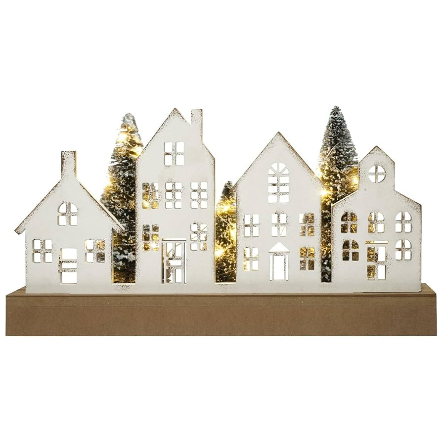 Christmas Decorations for Home Led Lighted Christmas Tree Decor with Timer Wooden Merry Christmas... | Amazon (US)