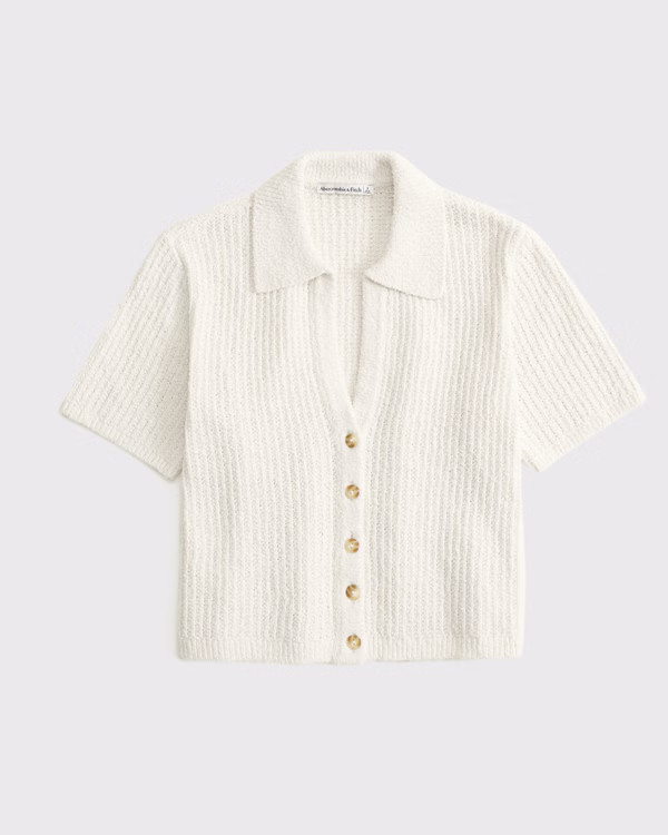 Short-Sleeve Crochet-Style Polo | Abercrombie & Fitch (US)