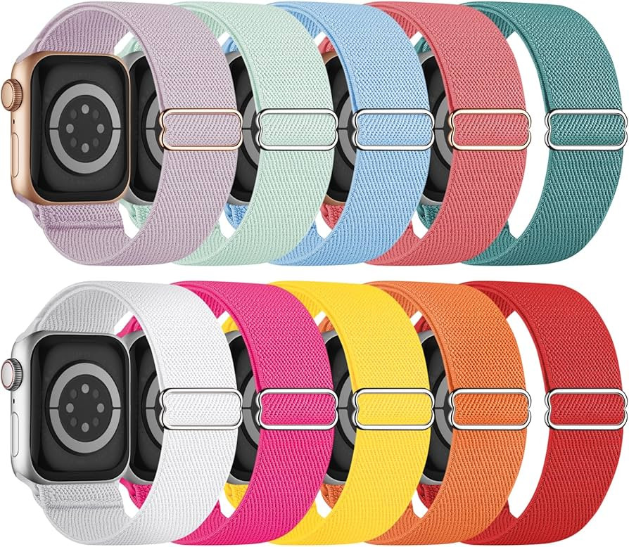 10 Pack Stretchy Bands Compatible with Apple Watch Band 40mm 38mm 41mm 42mm 44mm 45mm 46mm 49mm W... | Amazon (US)