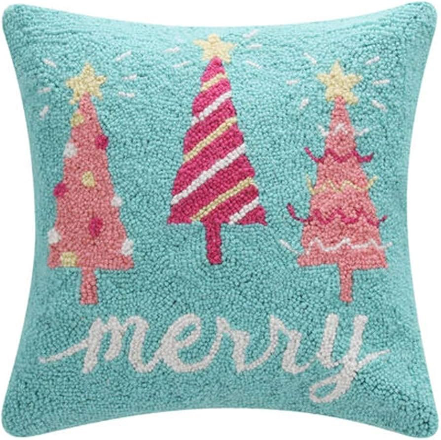 Peking Handicraft 31TG673C16SQ Merry Trees Hook Pillow, 16-inch Length | Amazon (US)